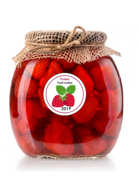 Etiquette Fraise pot et bocal en verre