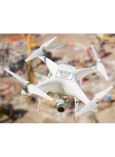 Sticker immatriculation drone blanc