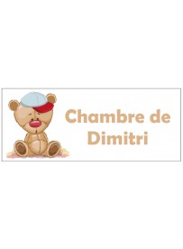 Sticker personnalisé porte chambre enfant ourson + prénom